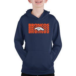 Denver Broncos NFL Youth Repeating Logo Football Fleece Hooded Sweatshirt - Navy