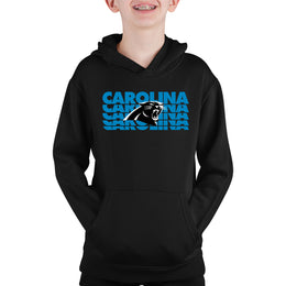 Carolina Panthers NFL Youth Repeating Logo Football Fleece Hooded Sweatshirt - Black