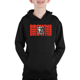 Cleveland Browns NFL Youth Repeating Logo Football Fleece Hooded Sweatshirt - Black