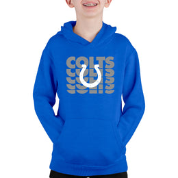 Indianapolis Colts NFL Youth Repeating Logo Football Fleece Hooded Sweatshirt - Royal