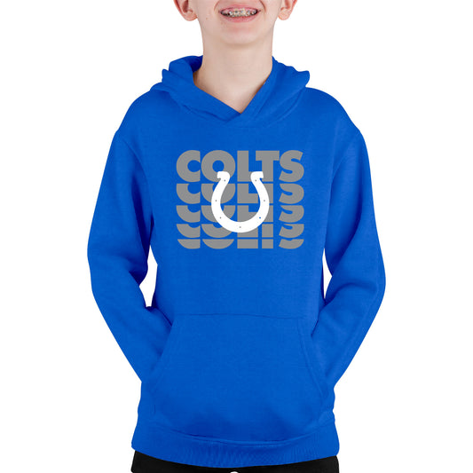 Indianapolis Colts NFL Youth Repeating Logo Football Fleece Hooded Sweatshirt - Royal