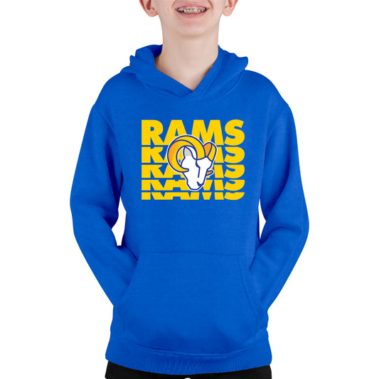 Los Angeles Rams NFL Youth Repeating Logo Football Fleece Hooded Sweatshirt - Royal