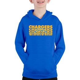 Los Angeles Chargers NFL Youth Repeating Logo Football Fleece Hooded Sweatshirt - Royal