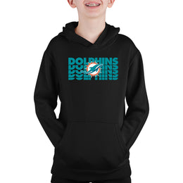 Miami Dolphins NFL Youth Repeating Logo Football Fleece Hooded Sweatshirt - Black