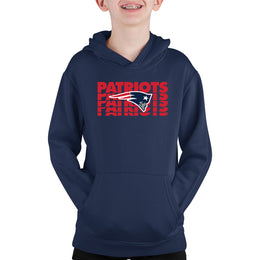 New England Patriots NFL Youth Repeating Logo Football Fleece Hooded Sweatshirt - Navy