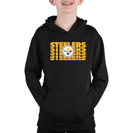 Pittsburgh Steelers NFL Youth Repeating Logo Football Fleece Hooded Sweatshirt - Black