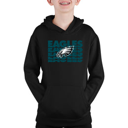 Philadelphia Eagles NFL Youth Repeating Logo Football Fleece Hooded Sweatshirt - Black