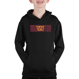 Washington Commanders NFL Youth Repeating Logo Football Fleece Hooded Sweatshirt - Black