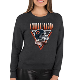 Chicago Bears NFL Womens Retro Triangle Slouchy Crewneck - Heather Charcoal