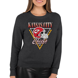 Kansas City Chiefs NFL Womens Retro Triangle Slouchy Crewneck - Heather Charcoal