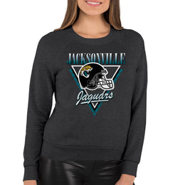 Jacksonville Jaguars NFL Womens Retro Triangle Slouchy Crewneck - Heather Charcoal