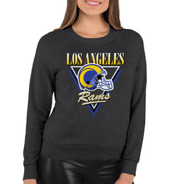 Los Angeles Rams NFL Womens Retro Triangle Slouchy Crewneck - Heather Charcoal