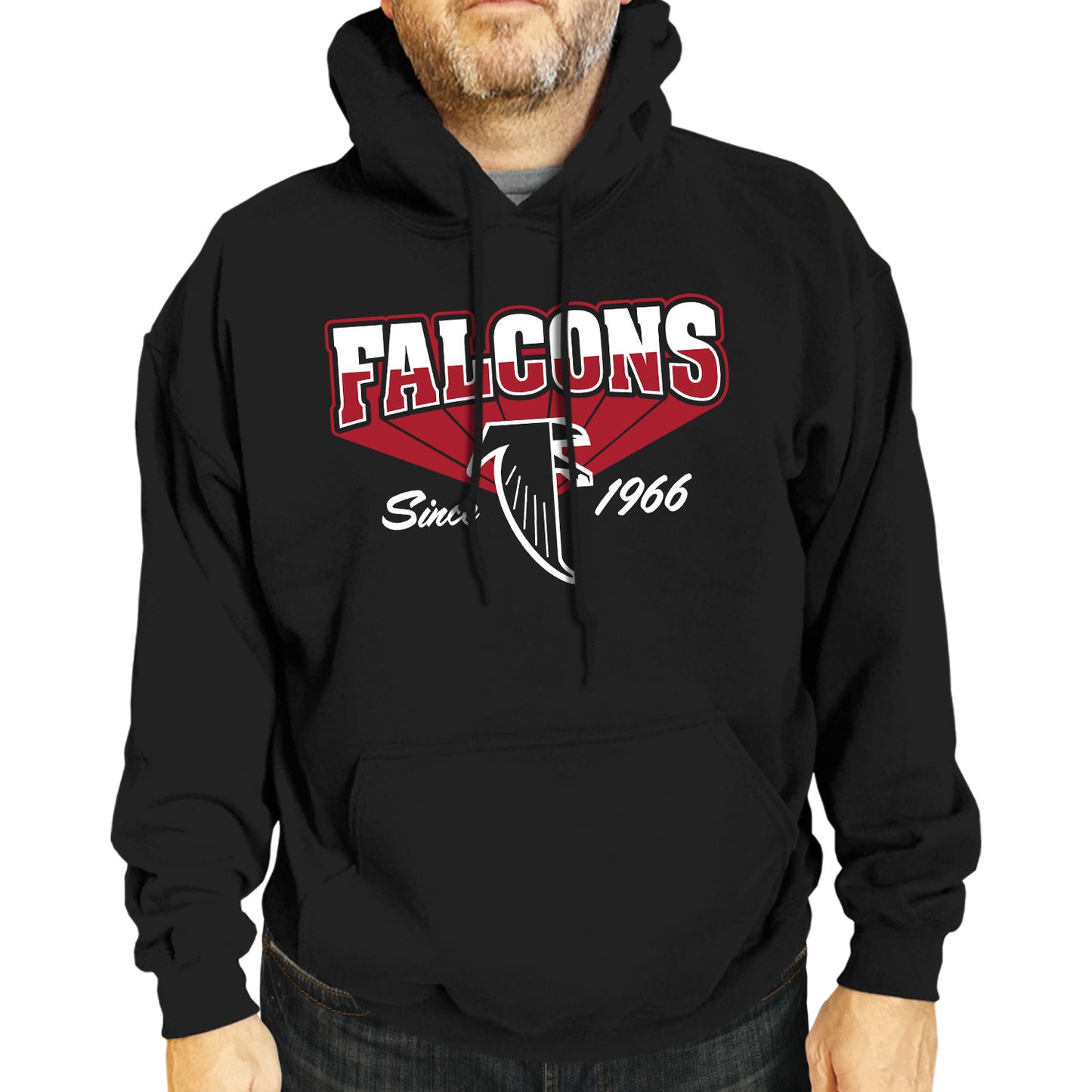 Atlanta Falcons NFL Adult Unisex Vintage Block Ultra Soft Fleece Hooded Sweatshirt - Black