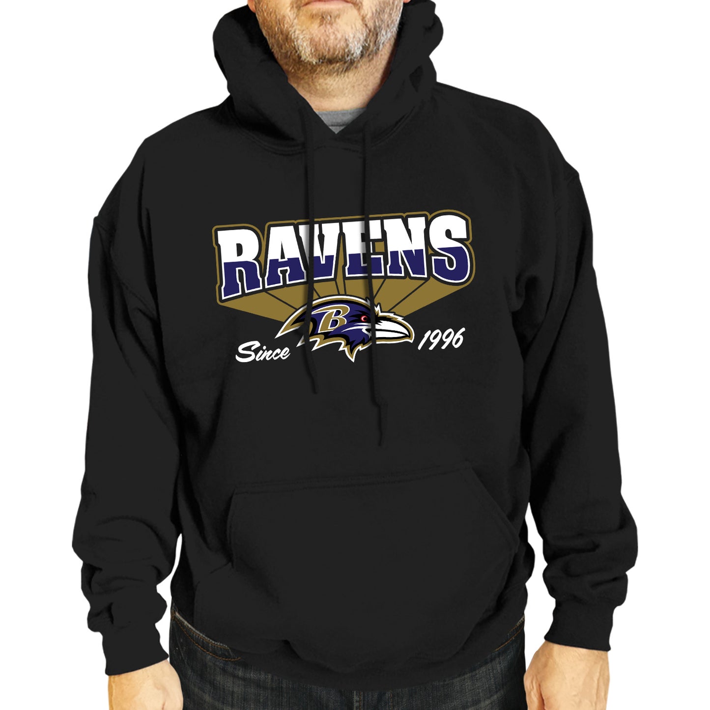 Baltimore Ravens NFL Adult Unisex Vintage Block Ultra Soft Fleece Hooded Sweatshirt - Black