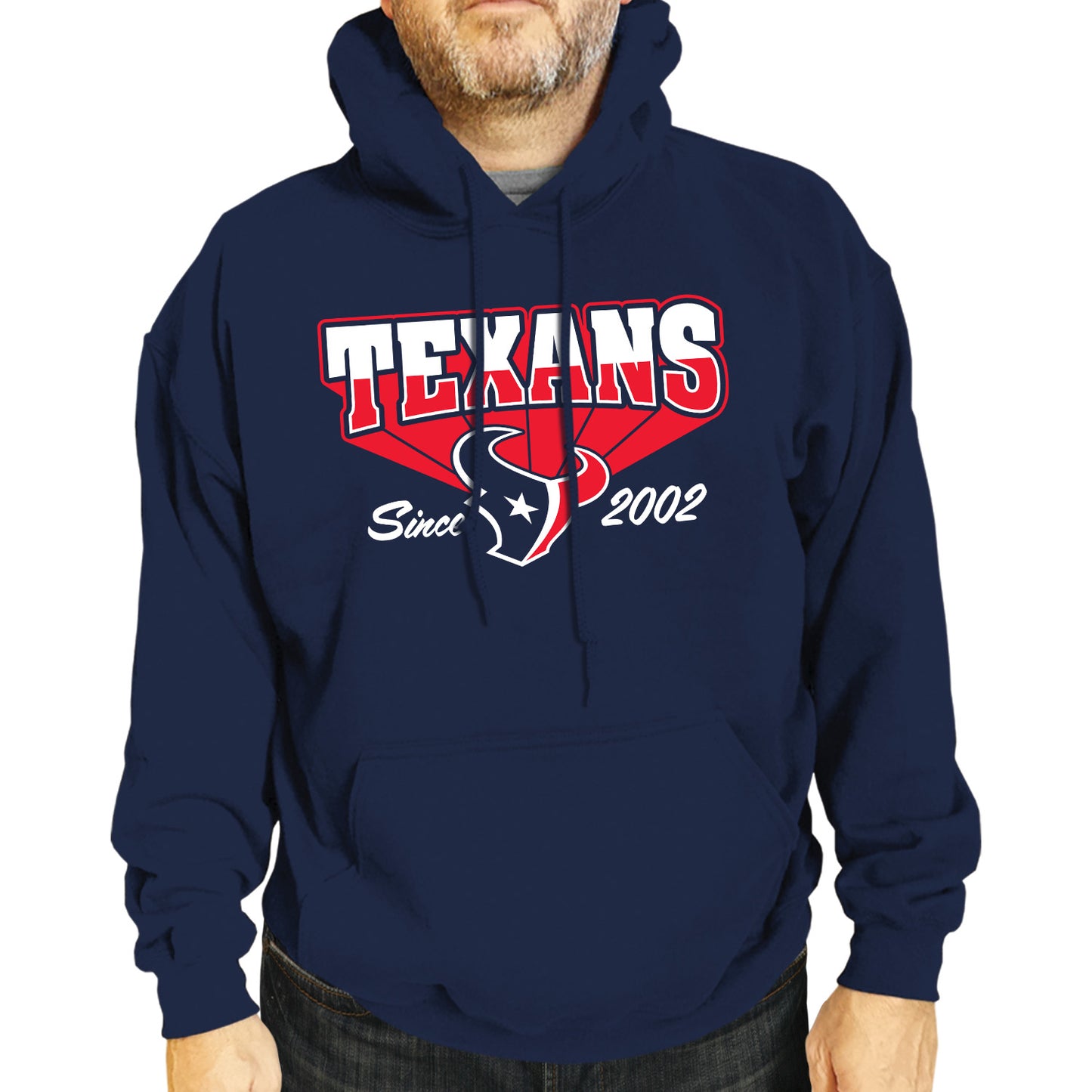 Houston Texans NFL Adult Unisex Vintage Block Ultra Soft Fleece Hooded Sweatshirt - Navy