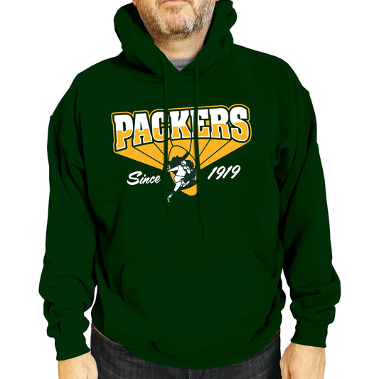 Green Bay Packers NFL Adult Unisex Vintage Block Ultra Soft Fleece Hooded Sweatshirt - Forest Green