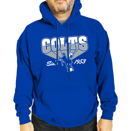 Indianapolis Colts NFL Adult Unisex Vintage Block Ultra Soft Fleece Hooded Sweatshirt - Royal