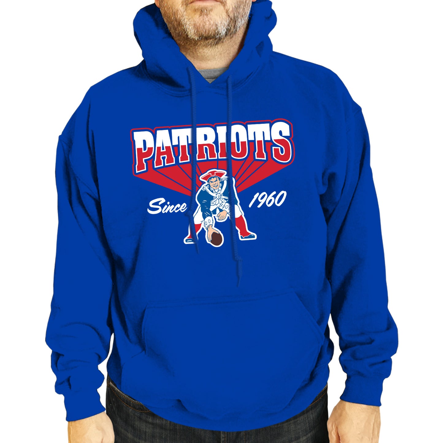 New England Patriots NFL Adult Unisex Vintage Block Ultra Soft Fleece Hooded Sweatshirt - Royal