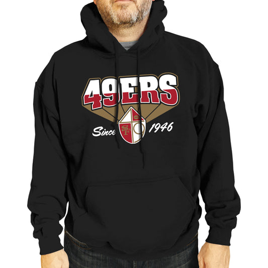 San Francisco 49ers NFL Adult Unisex Vintage Block Ultra Soft Fleece Hooded Sweatshirt - Black