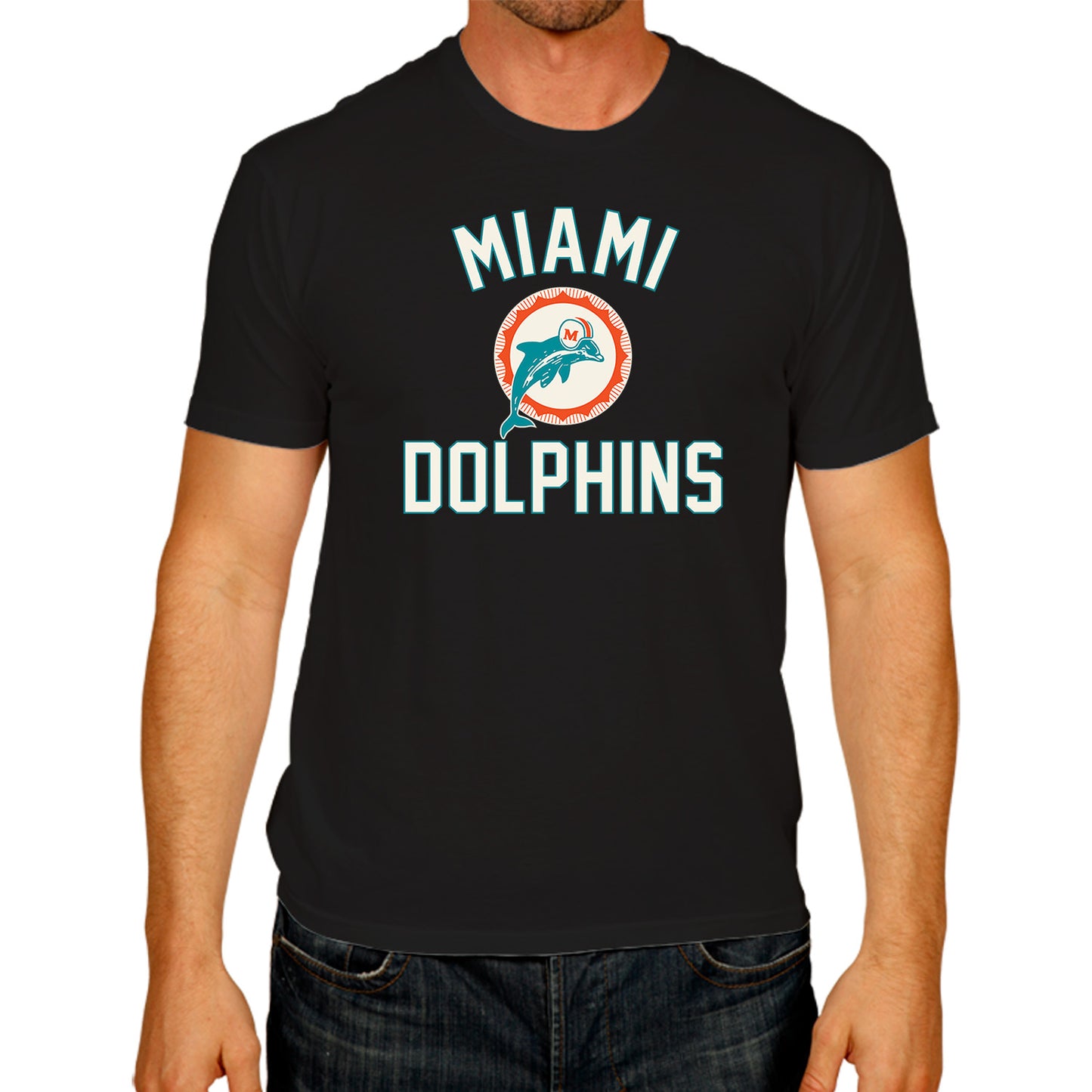 Miami Dolphins NFL Adult Retro Gameday Unisex T-Shirt - Black