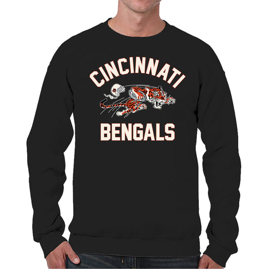 Cincinnati Bengals NFL Adult Unisex Retro Gameday Ultra Soft Fleece Crewneck Sweatshirt - Black