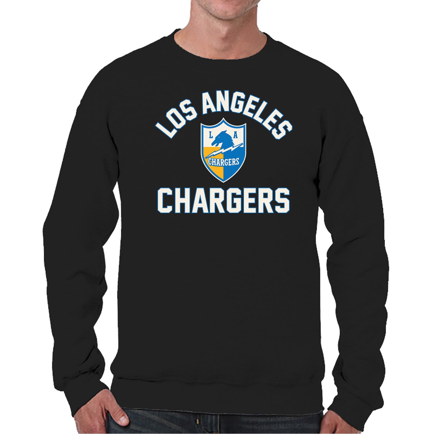 Los Angeles Chargers NFL Adult Unisex Retro Gameday Ultra Soft Fleece Crewneck Sweatshirt - Black