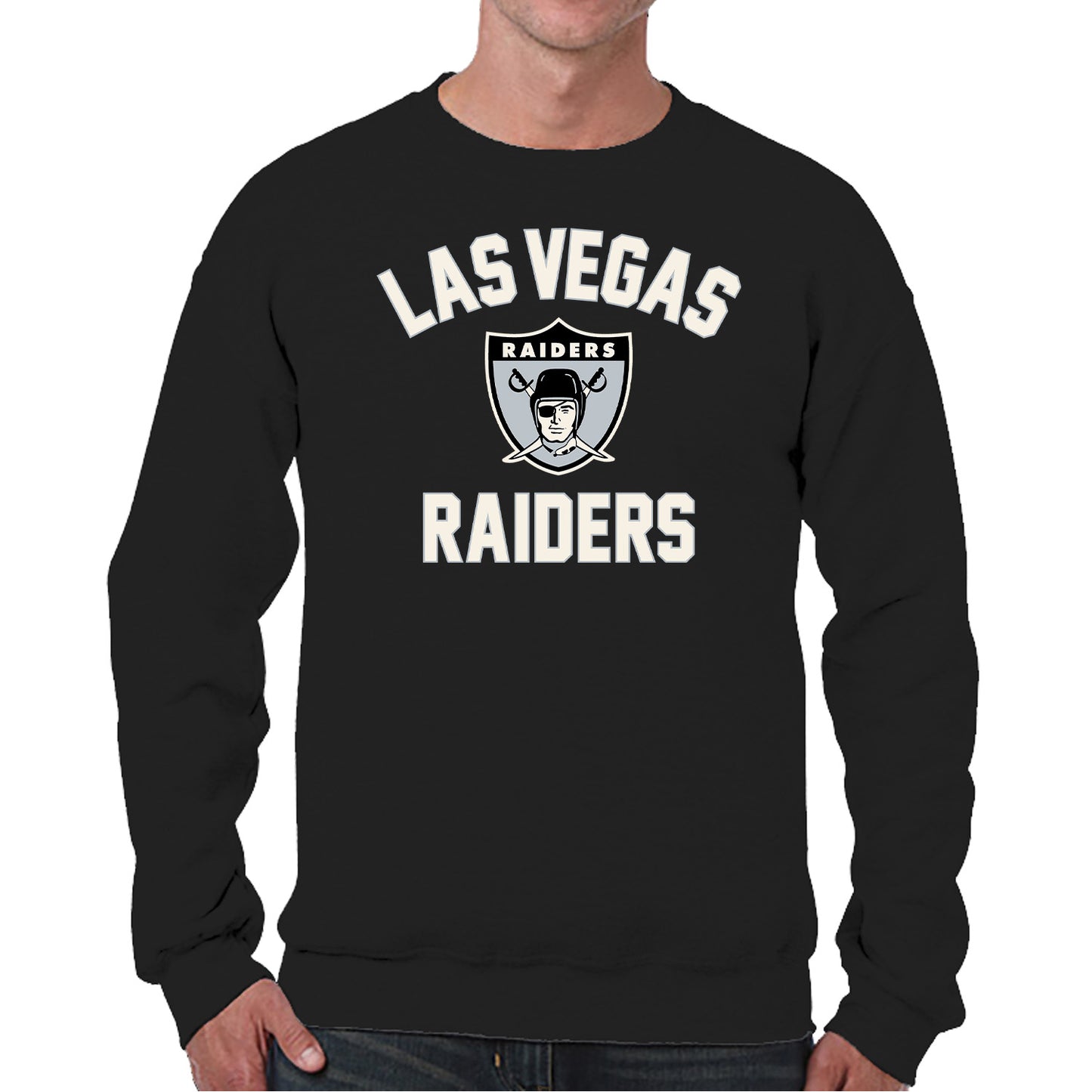 Las Vegas Raiders NFL Adult Unisex Retro Gameday Ultra Soft Fleece Crewneck Sweatshirt - Black