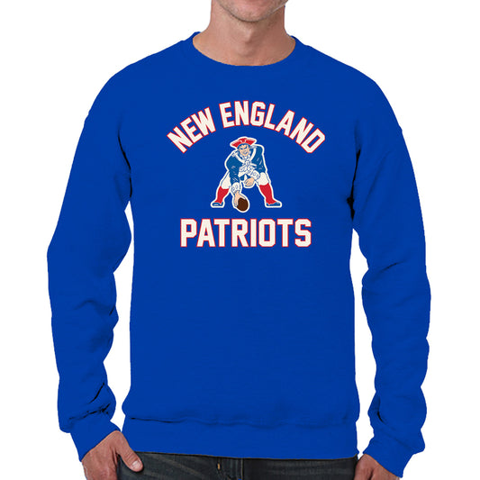 New England Patriots NFL Adult Unisex Retro Gameday Ultra Soft Fleece Crewneck Sweatshirt - Royal