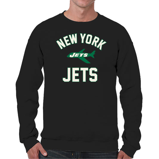 New York Jets NFL Adult Unisex Retro Gameday Ultra Soft Fleece Crewneck Sweatshirt - Black