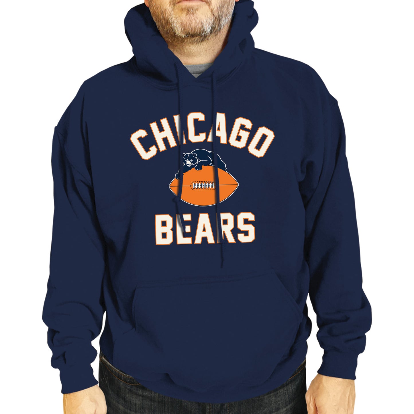 Chicago Bears NFL Adult Unisex Retro Gameday Ultra Soft Fleece Hooded Sweatshirt - Navy