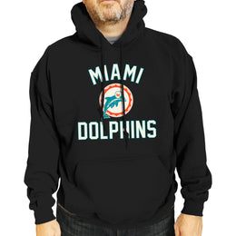 Miami Dolphins NFL Adult Unisex Retro Gameday Ultra Soft Fleece Hooded Sweatshirt - Black