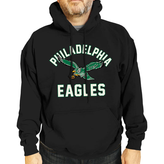 Philadelphia Eagles NFL Adult Unisex Retro Gameday Ultra Soft Fleece Hooded Sweatshirt - Black