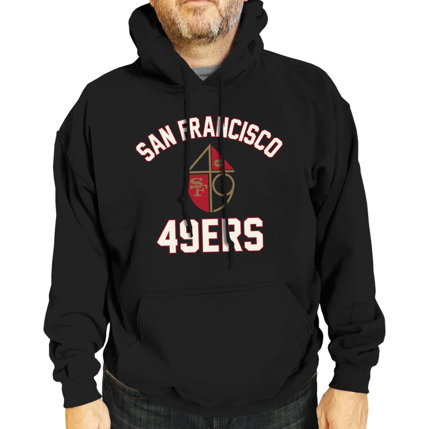 San Francisco 49ers NFL Adult Unisex Retro Gameday Ultra Soft Fleece Hooded Sweatshirt - Black