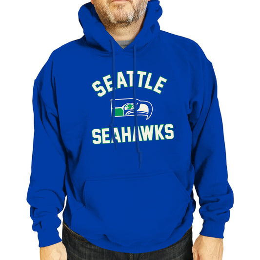 Seattle Seahawks NFL Adult Unisex Retro Gameday Ultra Soft Fleece Hooded Sweatshirt - Royal