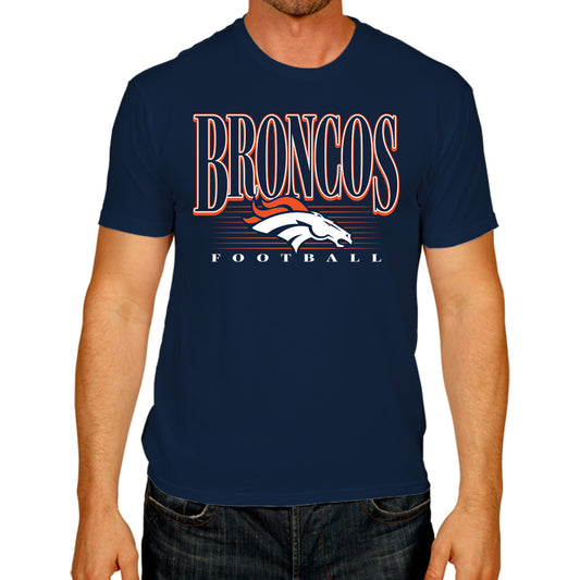 Denver Broncos NFL Adult Overtime Blueprint Tag-Less T-Shirt - Navy