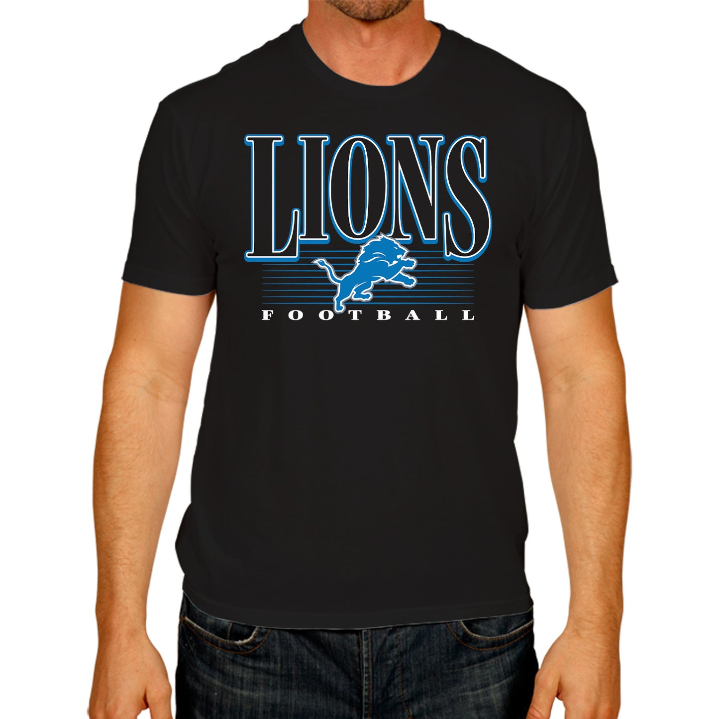 Detroit Lions NFL Adult Overtime Blueprint Tag-Less T-Shirt - Black