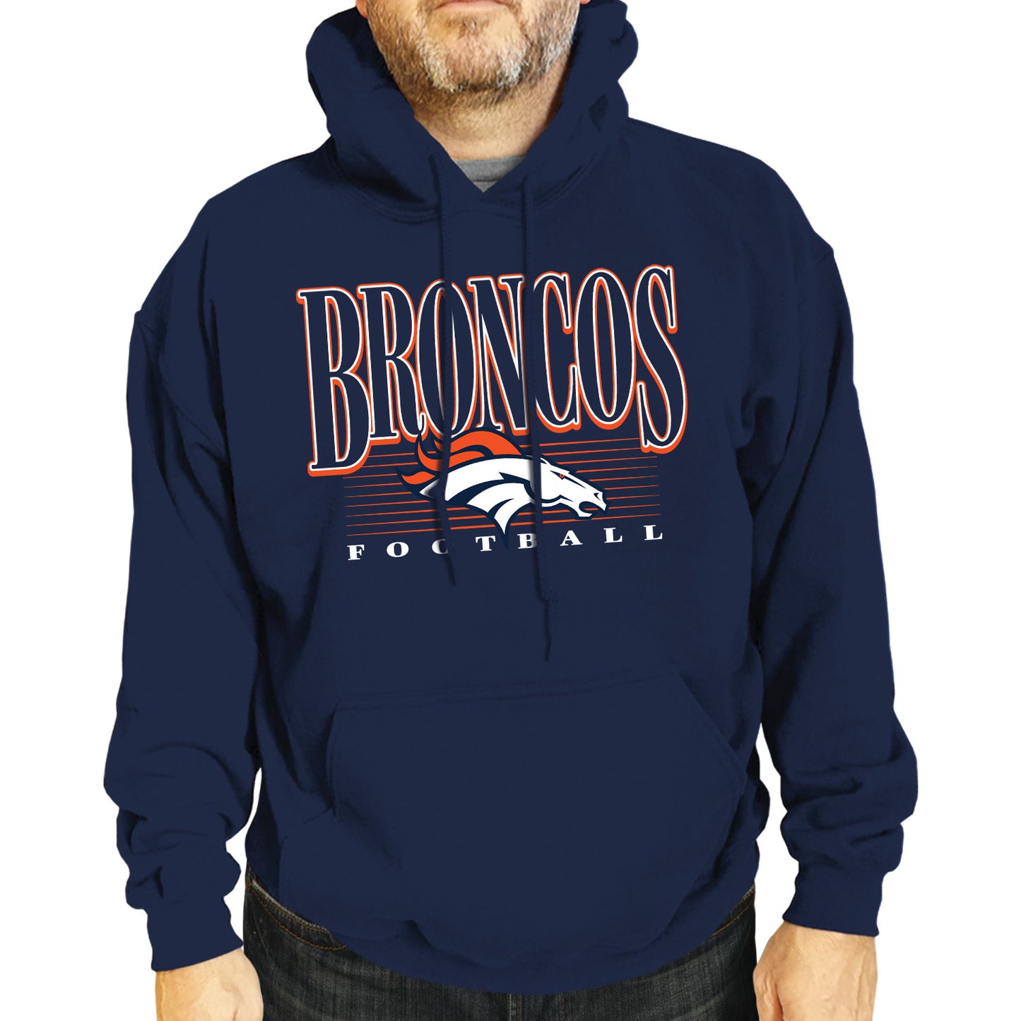 Denver Broncos NFL Adult Unisex Overtime Blueprint Soft Fleece Hooded Sweatshirt - Navy