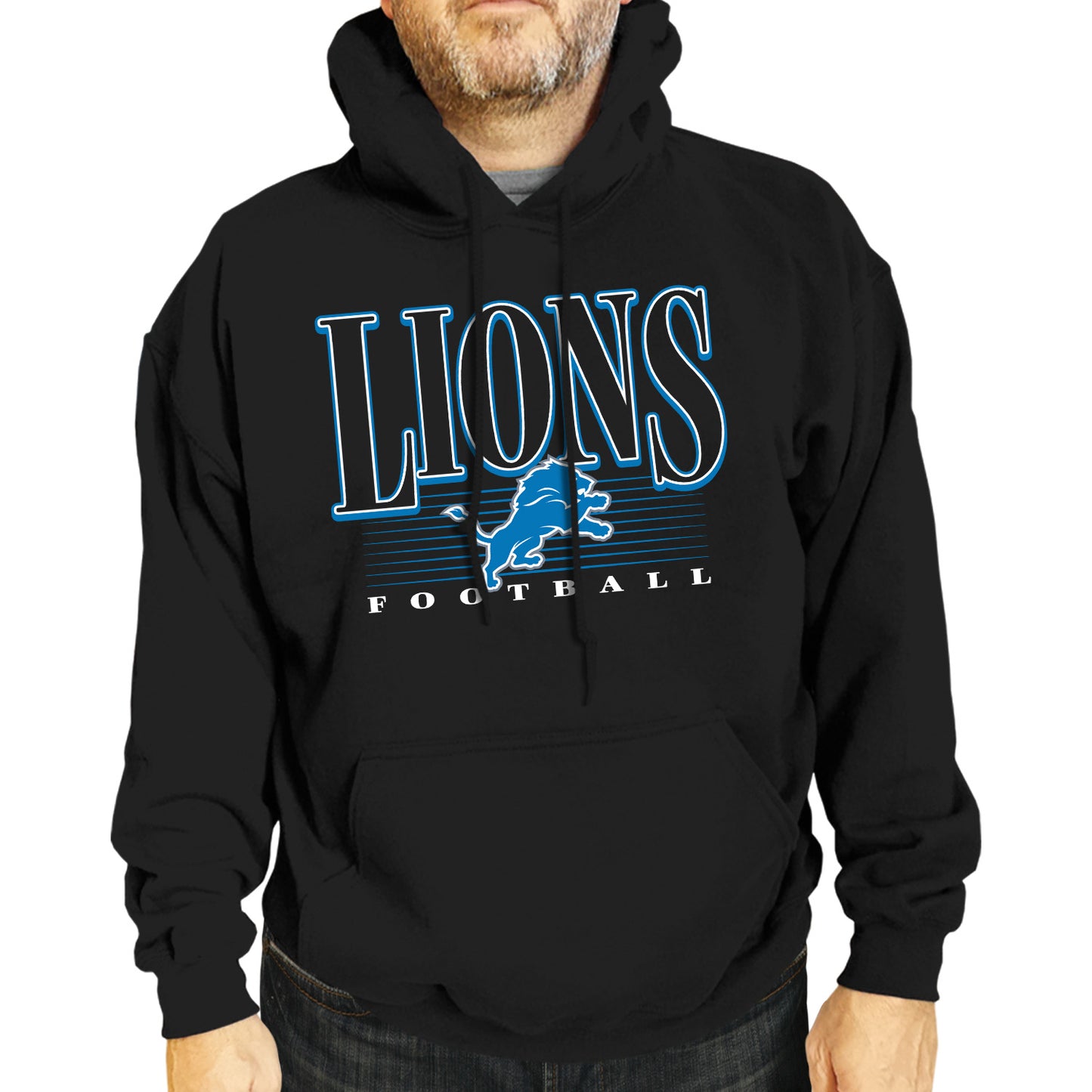 Detroit Lions NFL Adult Unisex Overtime Blueprint Soft Fleece Hooded Sweatshirt - Black