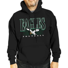 Philadelphia Eagles NFL Adult Unisex Overtime Blueprint Soft Fleece Hooded Sweatshirt - Black