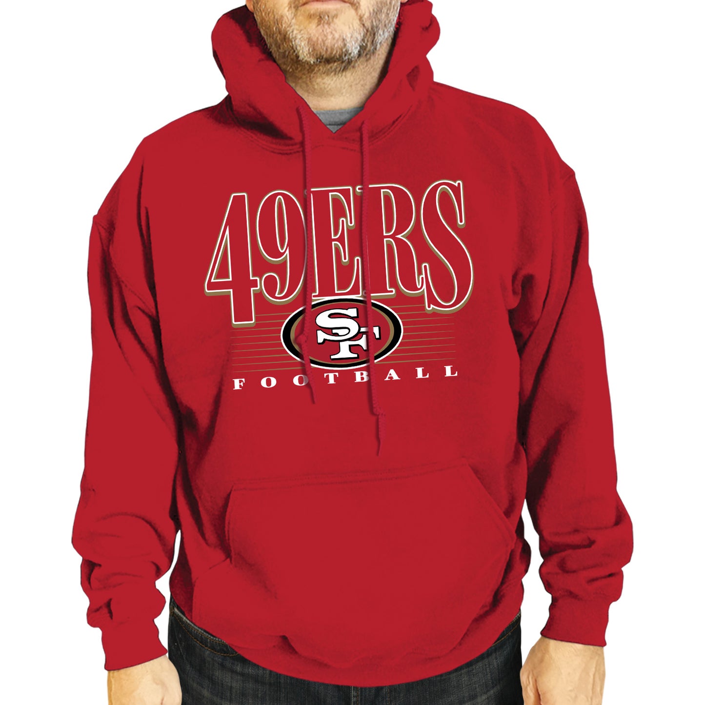 San Francisco 49ers NFL Adult Unisex Overtime Blueprint Soft Fleece Hooded Sweatshirt - Red