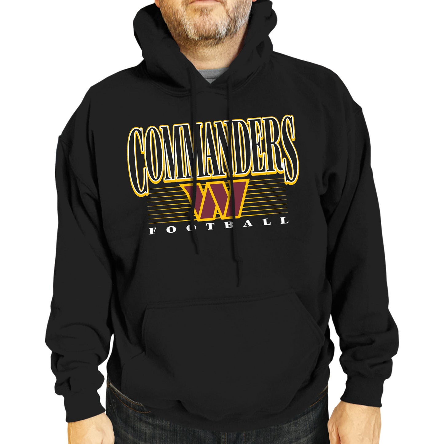 Washington Commanders NFL Adult Unisex Overtime Blueprint Soft Fleece Hooded Sweatshirt - Black