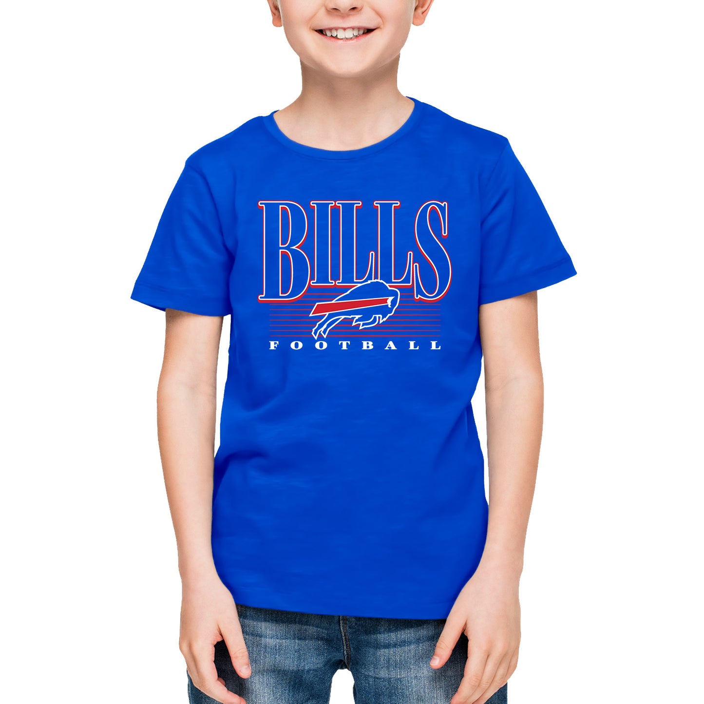 Buffalo Bills NFL Youth Overtime Blueprint Football T-Shirt Unisex Tag Free Comfortable - Royal