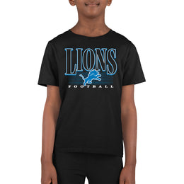 Detroit Lions NFL Youth Overtime Blueprint Football T-Shirt Unisex Tag Free Comfortable - Black