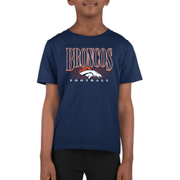 Denver Broncos NFL Youth Overtime Blueprint Football T-Shirt Unisex Tag Free Comfortable - Navy