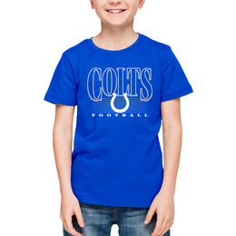 Indianapolis Colts NFL Youth Overtime Blueprint Football T-Shirt Unisex Tag Free Comfortable - Royal