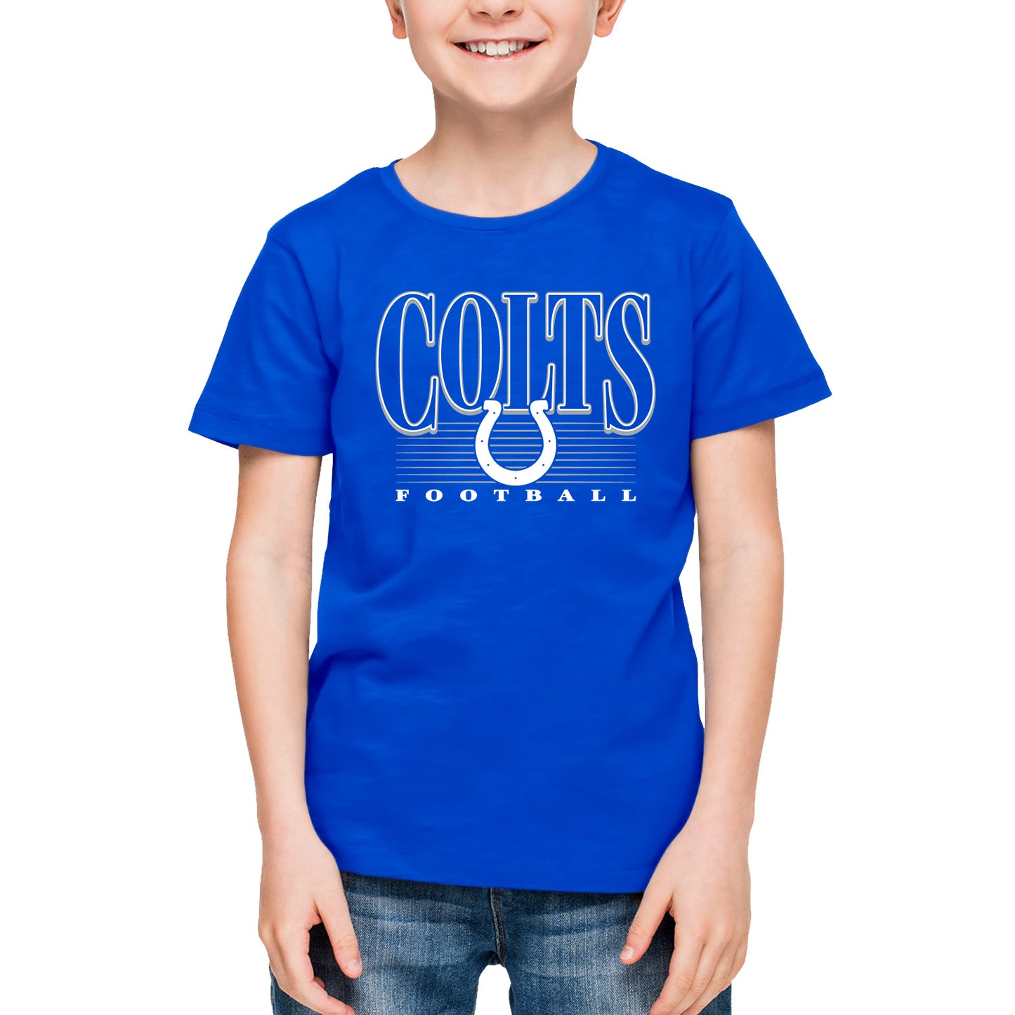 Indianapolis Colts NFL Youth Overtime Blueprint Football T-Shirt Unisex Tag Free Comfortable - Royal