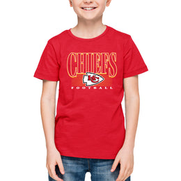 Kansas City Chiefs NFL Youth Overtime Blueprint Football T-Shirt Unisex Tag Free Comfortable - Red