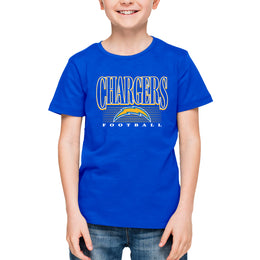 Los Angeles Chargers NFL Youth Overtime Blueprint Football T-Shirt Unisex Tag Free Comfortable - Royal