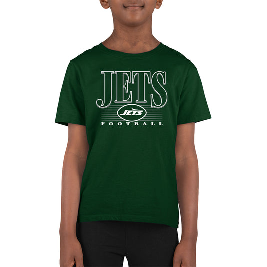 New York Jets NFL Youth Overtime Blueprint Football T-Shirt Unisex Tag Free Comfortable - Forest Green