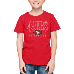 San Francisco 49ers NFL Youth Overtime Blueprint Football T-Shirt Unisex Tag Free Comfortable - Red